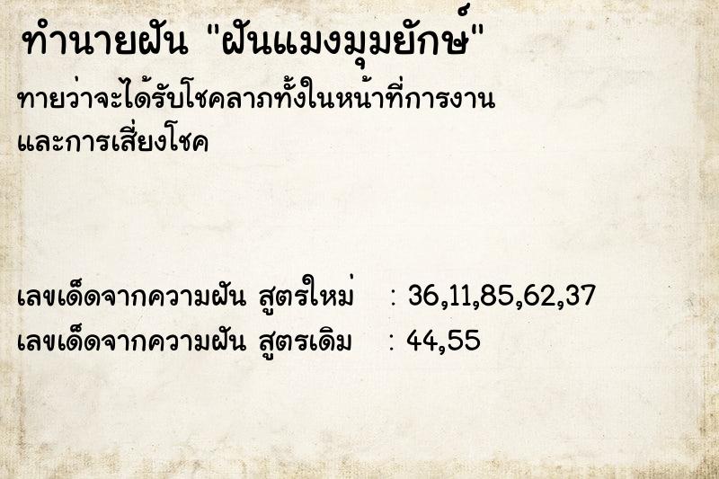 ทำนายฝันทำนายฝันฝันแมงมุมยักษ์