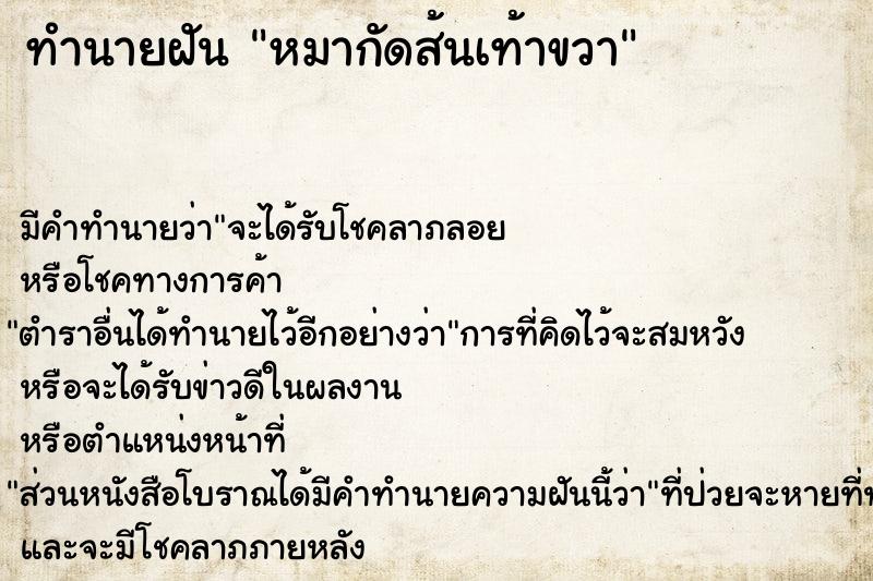 ทำนายฝัน หมากัดส้นเท้าขวา