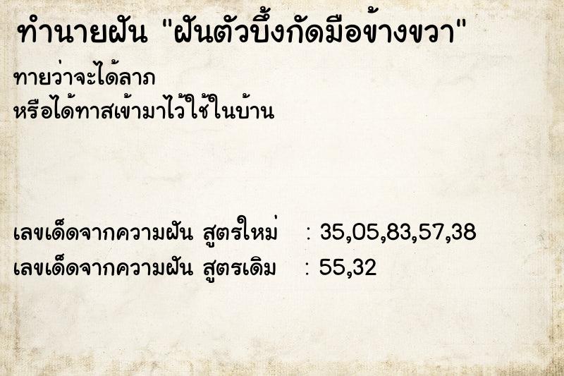 ทำนายฝัน ฝันตัวบึ้งกัดมือข้างขวา
