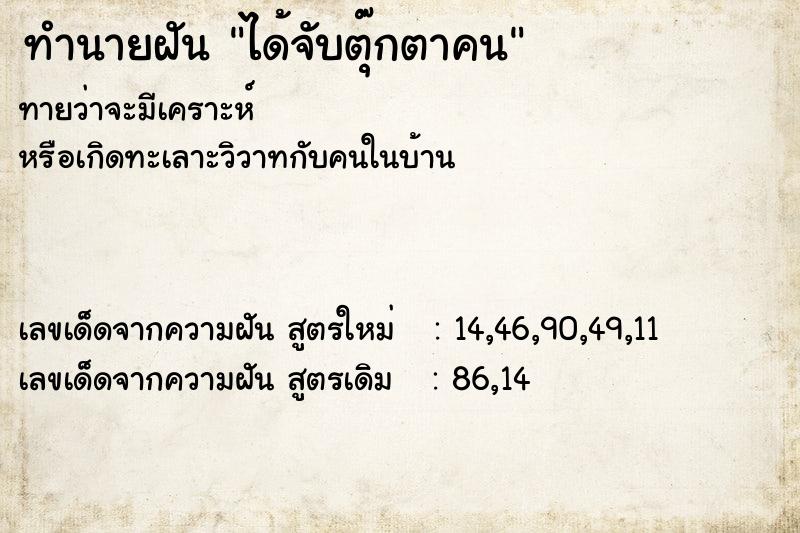ทำนายฝันทำนายฝันได้จับตุ๊กตาคน