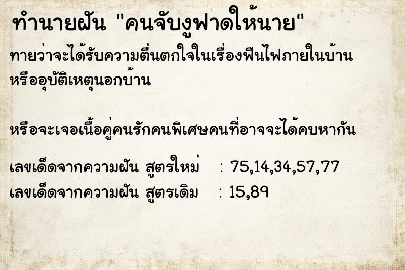 ทำนายฝันทำนายฝันคนจับงูฟาดให้นาย
