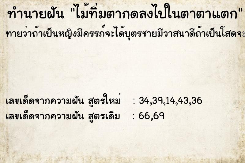 ทำนายฝันไม้ทิ่มตากดลงไปในตาตาแตก ทำนายฝันทำนายฝันไม้ทิ่มตากดลงไปในตาตาแตก