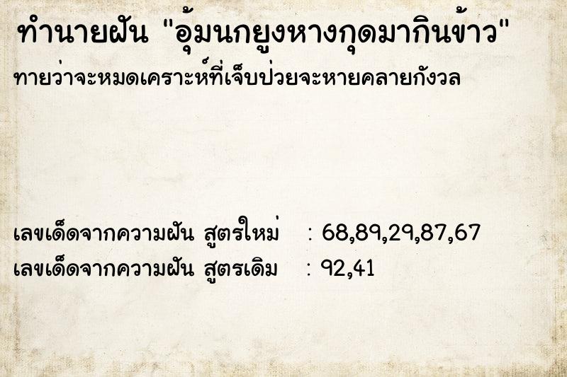 ทำนายฝัน อุ้มนกยูงหางกุดมากินข้าว ทำนายฝัน อุ้มนกยูงหางกุดมากินข้าว