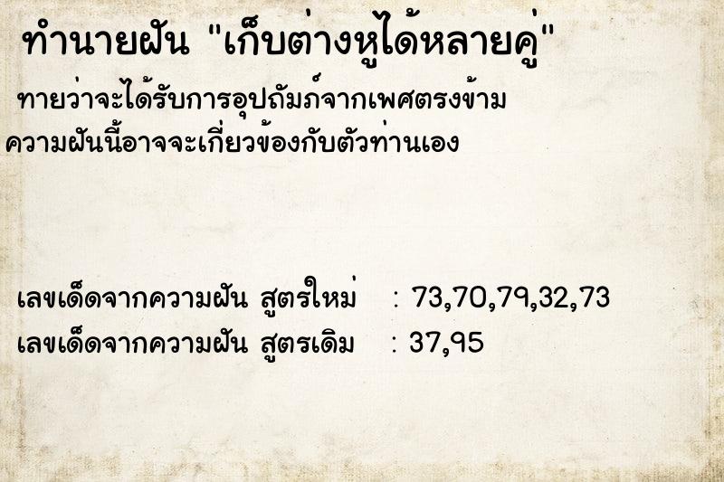 ทำนายฝันทำนายฝันเก็บต่างหูได้หลายคู่