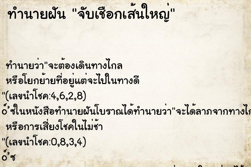 ทำนายฝัน จับเชือกเส้นใหญ่ ทำนายฝัน จับเชือกเส้นใหญ่