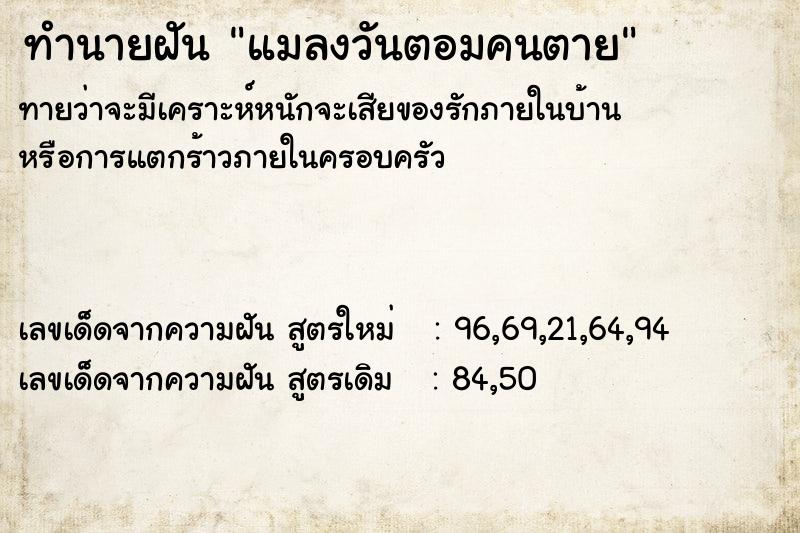 ทำนายฝันแมลงวันตอมคนตาย ทำนายฝันทำนายฝันแมลงวันตอมคนตาย