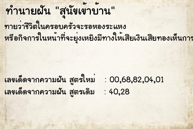 ทำนายฝัน สุนัขเข้าบ้าน ตำราโบราณ แม่นที่สุดในโลก