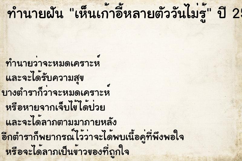 ทำนายฝันทำนายฝันเห็นเก้าอี้หลายตัววันไม่รู้