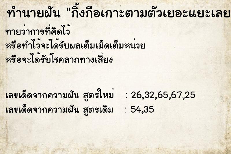 ทำนายฝันทำนายฝันกิ้งกือเกาะตามตัวเยอะแยะเลย