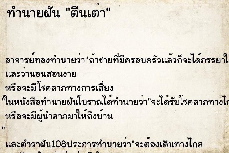 ทำนายฝัน ตีนเต่า ทำนายฝัน ตีนเต่า