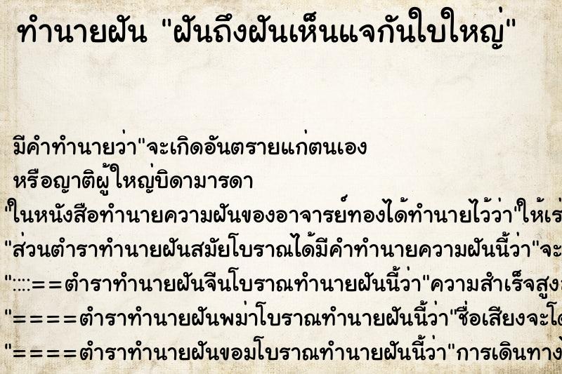 ทำนายฝัน ฝันถึงฝันเห็นแจกันใบใหญ่ ทำนายฝัน ฝันถึงฝันเห็นแจกันใบใหญ่
