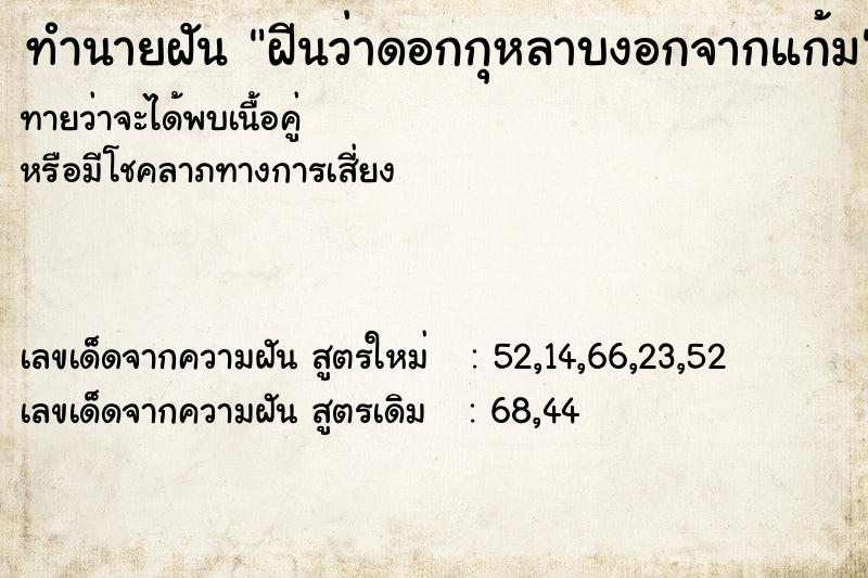 ทำนายฝันฝีนว่าดอกกุหลาบงอกจากแก้ม ทำนายฝันทำนายฝันฝีนว่าดอกกุหลาบงอกจากแก้ม