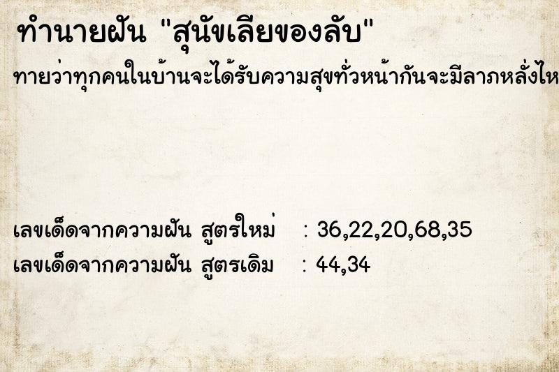 ทำนายฝัน สุนัขเลียของลับ ทำนายฝัน สุนัขเลียของลับ