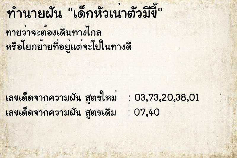 ทำนายฝันทำนายฝันเด็กหัวเน่าตัวมีขี้