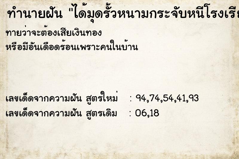 ทำนายฝัน ได้มุดรั้วหนามกระจับหนีโรงเรียน ตำราโบราณ แม่นที่สุดในโลก