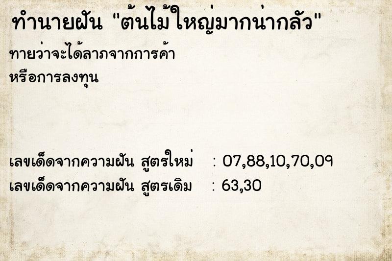 ทำนายฝันต้นไม้ใหญ่มากน่ากลัว ทำนายฝันทำนายฝันต้นไม้ใหญ่มากน่ากลัว