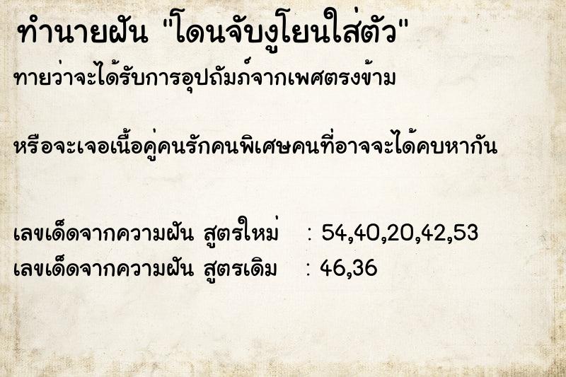 ทำนายฝันทำนายฝันโดนจับงูโยนใส่ตัว