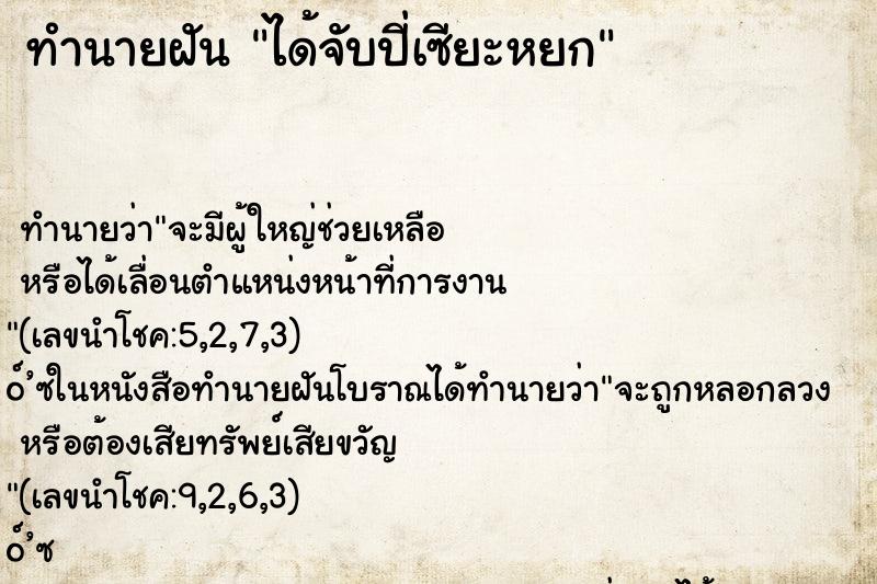 ทำนายฝันทำนายฝันได้จับปี่เซียะหยก