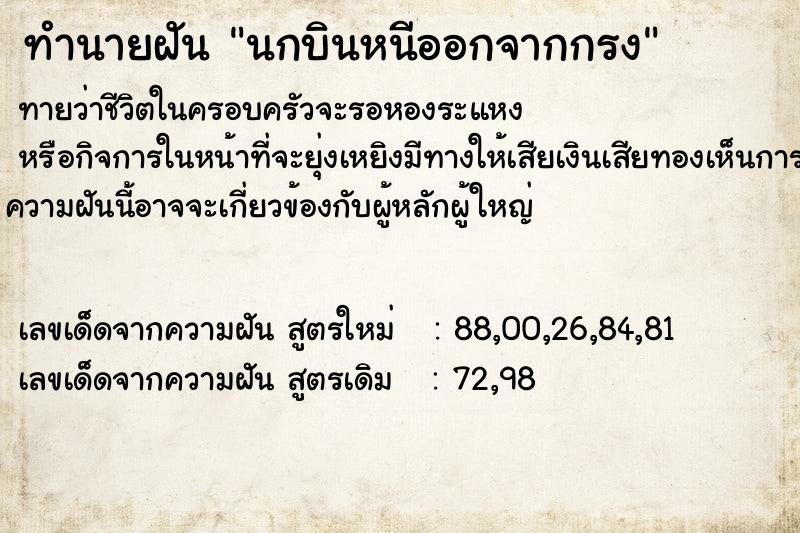 ทำนายฝันนกบินหนีออกจากกรง ทำนายฝันทำนายฝันนกบินหนีออกจากกรง