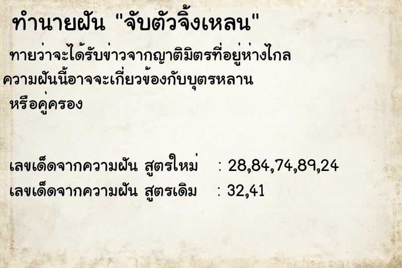 ทำนายฝันทำนายฝันจับตัวจิ้งเหลน