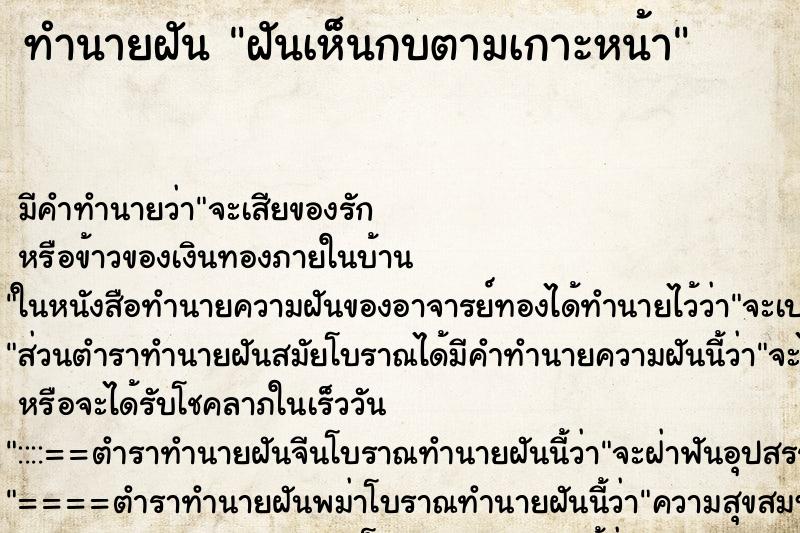 ทำนายฝันฝันเห็นกบตามเกาะหน้า ทำนายฝันทำนายฝันฝันเห็นกบตามเกาะหน้า