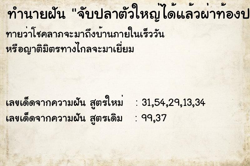 ทำนายฝันทำนายฝันจับปลาตัวใหญ่ได้แล้วผ่าท้องปลาเอาไข่ปลา