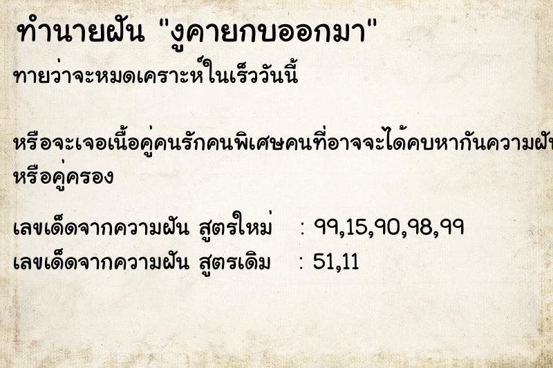 ทำนายฝันงูคายกบออกมา ทำนายฝันทำนายฝันงูคายกบออกมา