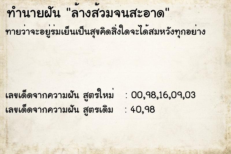 ทำนายฝันทำนายฝันล้างส้วมจนสะอาด