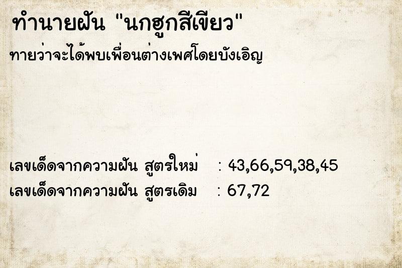 ทำนายฝัน นกฮูกสีเขียว ทำนายฝัน นกฮูกสีเขียว