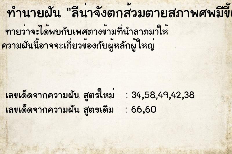 ทำนายฝันลีน่าจังตกส้วมตายสภาพศพมีขี้เปื้อนเต็มหน้า ทำนายฝันทำนายฝันลีน่าจังตกส้วมตายสภาพศพมีขี้เปื้อนเต็มหน้า