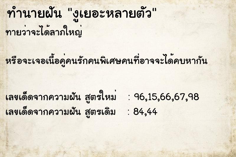 ทำนายฝันงูเยอะหลายตัว ทำนายฝันทำนายฝันงูเยอะหลายตัว