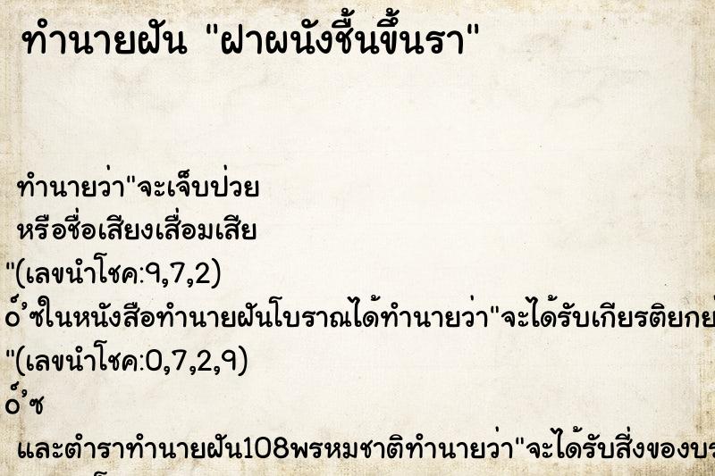ทำนายฝัน ฝาผนังชื้นขึ้นรา