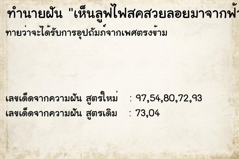 ทำนายฝันเห็นลูฟไฟสคสวยลอยมาจากฟ้าแล้วกลายเป็นพังพอน ทำนายฝันทำนายฝันเห็นลูฟไฟสคสวยลอยมาจากฟ้าแล้วกลายเป็นพังพอน