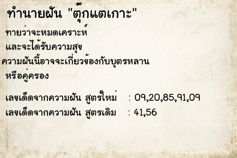 ทำนายฝันตุ๊กแตเกาะ ทำนายฝันทำนายฝันตุ๊กแตเกาะ