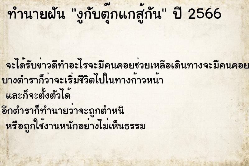 ทำนายฝันงูกับตุ๊กแกสู้กัน ทำนายฝันทำนายฝันงูกับตุ๊กแกสู้กัน