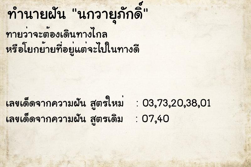 ทำนายฝันนกวายุภักดิ์ ทำนายฝันทำนายฝันนกวายุภักดิ์