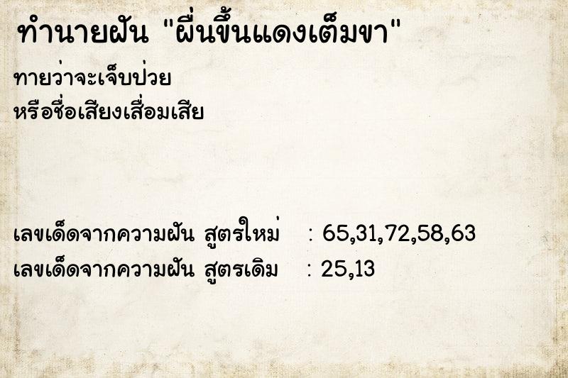 ทำนายฝันผื่นขึ้นแดงเต็มขา ทำนายฝันทำนายฝันผื่นขึ้นแดงเต็มขา