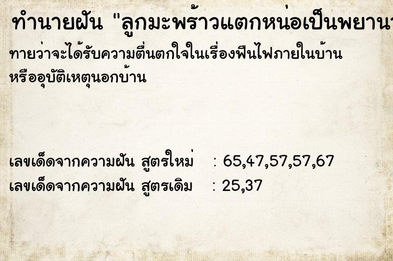 ทำนายฝันลูกมะพร้าวแตกหน่อเป็นพยานาค ทำนายฝันทำนายฝันลูกมะพร้าวแตกหน่อเป็นพยานาค