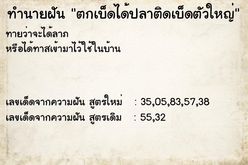 ทำนายฝันตกเบ็ดได้ปลาติดเบ็ดตัวใหญ่ ทำนายฝันทำนายฝันตกเบ็ดได้ปลาติดเบ็ดตัวใหญ่