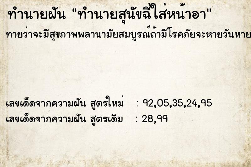 ทำนายฝัน ทำนายสุนัขฉี่ใส่หน้าอา