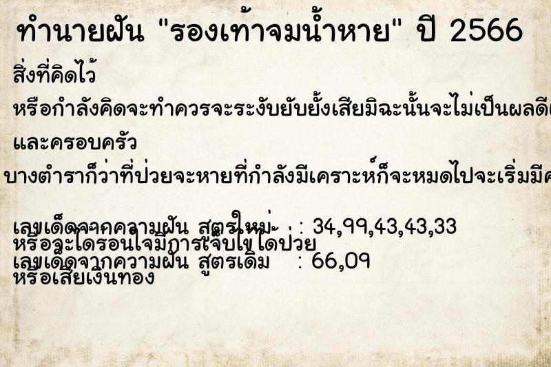 ทำนายฝัน รองเท้าจมน้ำหาย ทำนายฝัน รองเท้าจมน้ำหาย