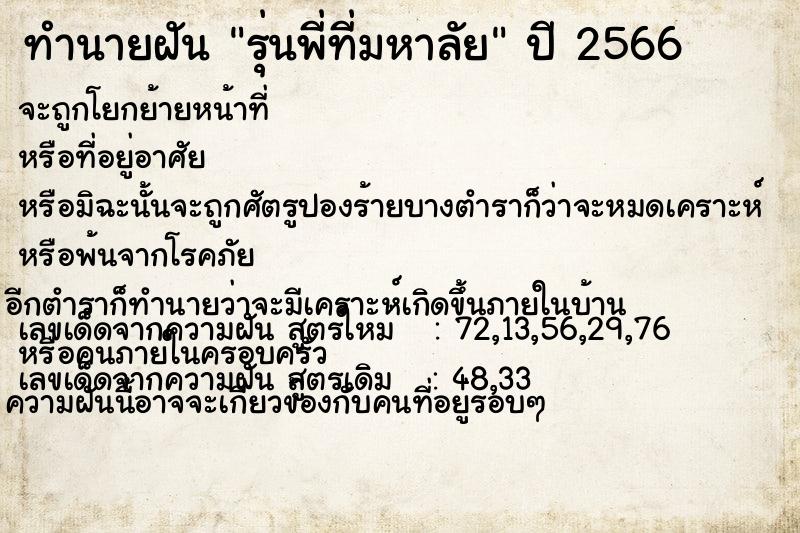 ทำนายฝัน รุ่นพี่ที่มหาลัย ทำนายฝัน รุ่นพี่ที่มหาลัย