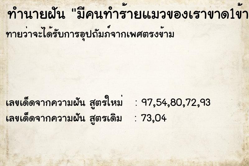 ทำนายฝันมีคนทำร้ายแมวของเราขาด1ข้างตัวเราเองไห้เสียใจมาก ทำนายฝันทำนายฝันมีคนทำร้ายแมวของเราขาด1ข้างตัวเราเองไห้เสียใจมาก