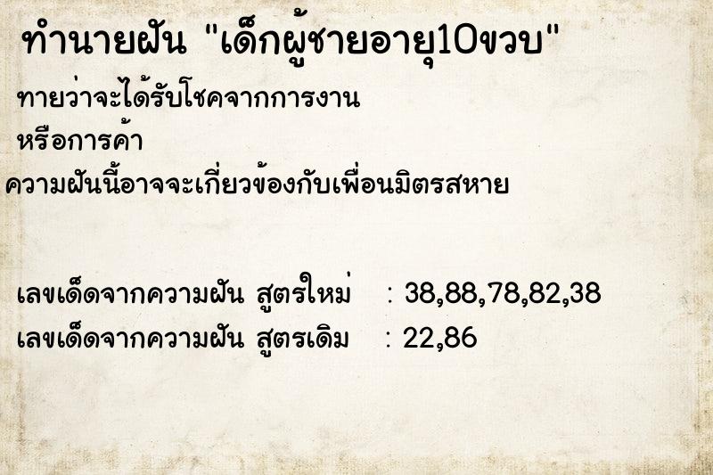 ทำนายฝันเด็กผู้ชายอายุ10ขวบ ทำนายฝันทำนายฝันเด็กผู้ชายอายุ10ขวบ