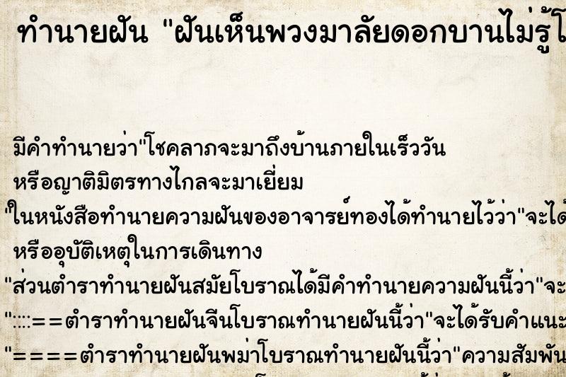 ทำนายฝัน ฝันเห็นพวงมาลัยดอกบานไม่รู้โรย ตำราโบราณ แม่นที่สุดในโลก