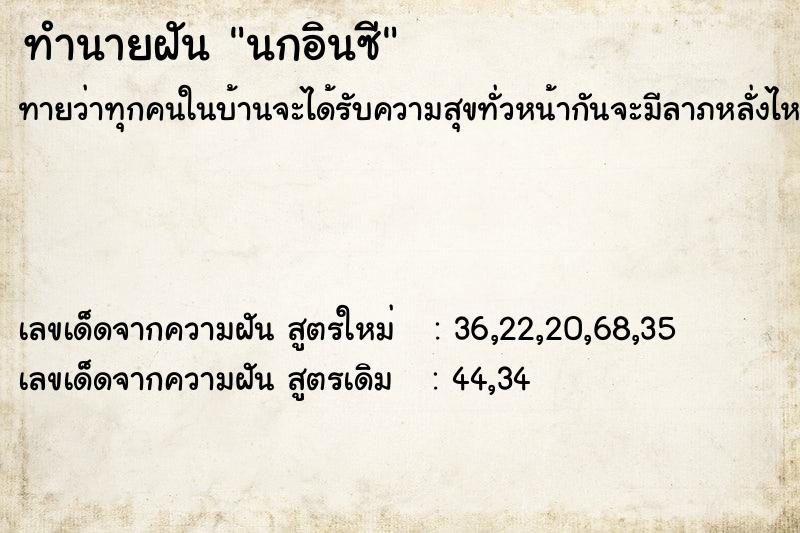 ทำนายฝัน นกอินซี ตำราโบราณ แม่นที่สุดในโลก