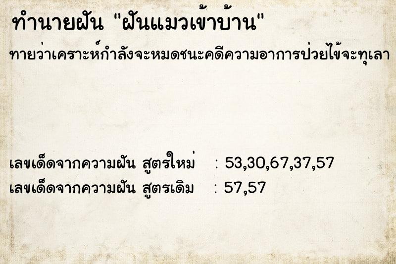 ทำนายฝัน ฝันแมวเข้าบ้าน ตำราโบราณ แม่นที่สุดในโลก