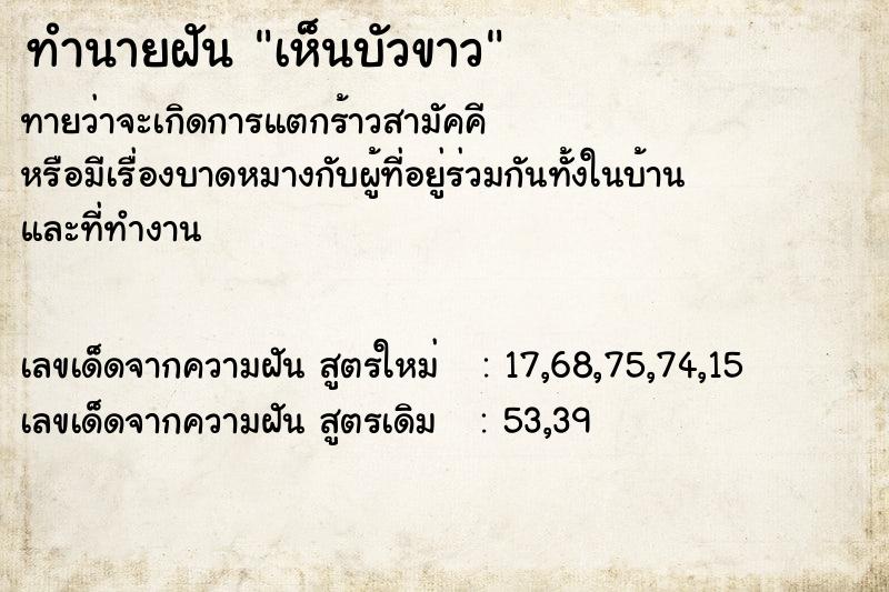 ทำนายฝัน เห็นบัวขาว ตำราโบราณ แม่นที่สุดในโลก