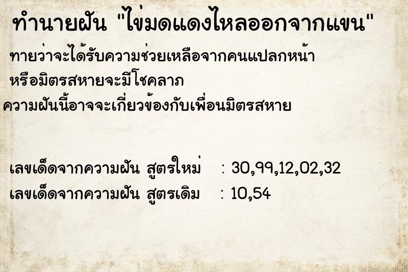 ทำนายฝัน ไข่มดแดงไหลออกจากแขน ทำนายฝัน ไข่มดแดงไหลออกจากแขน