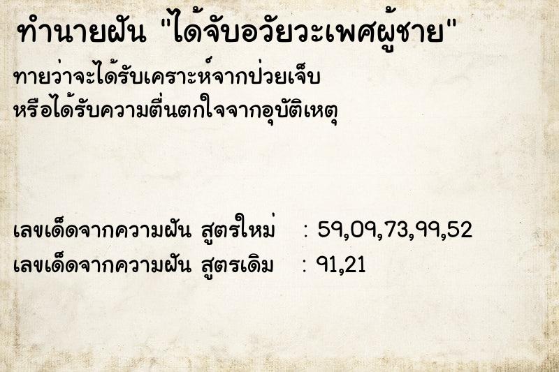ทำนายฝันทำนายฝันได้จับอวัยวะเพศผู้ชาย
